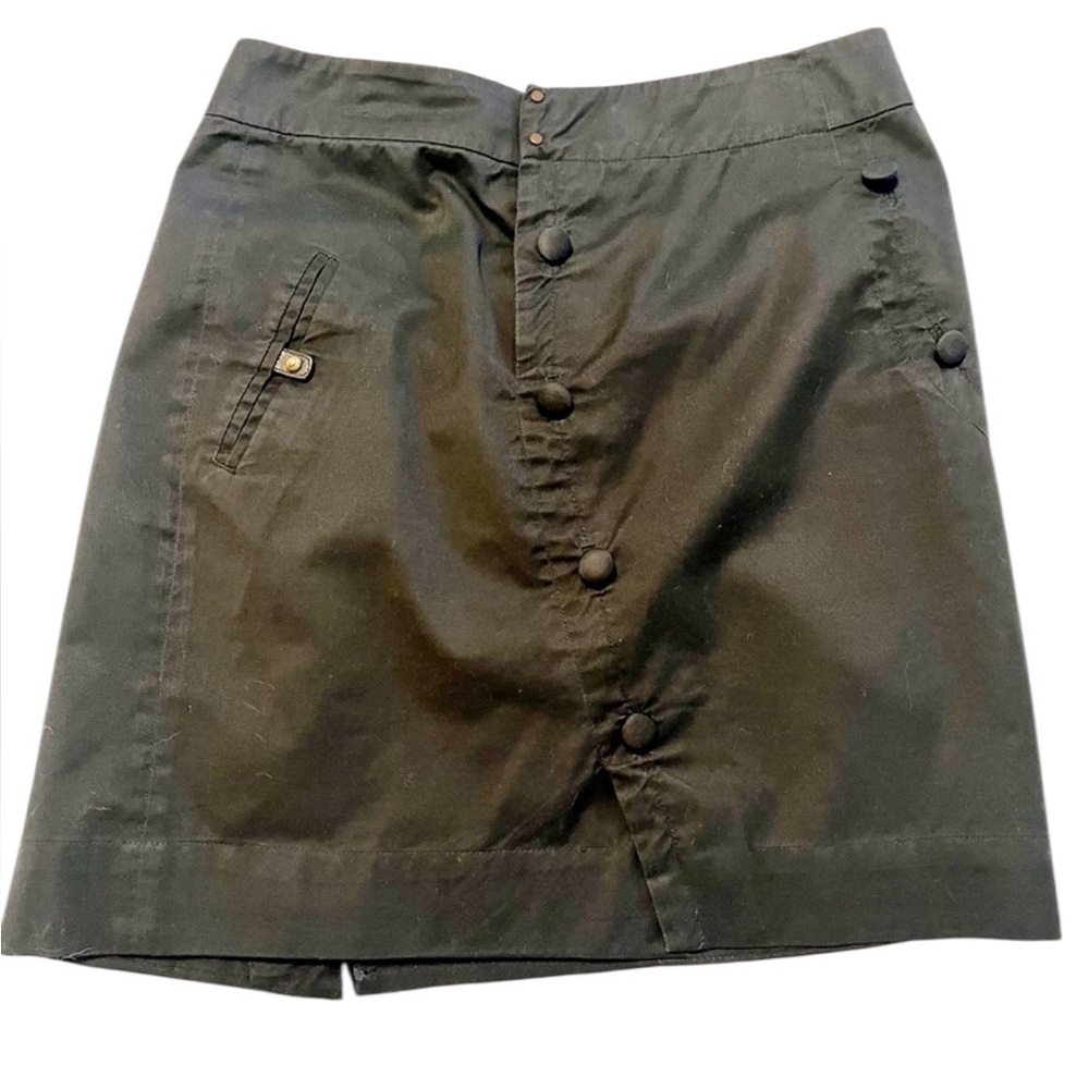 Leifsdottir Anthropology Black Button-Front Mini Skirt Size 6